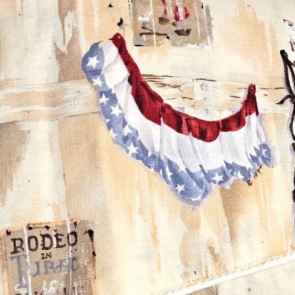 Western Cowboy Patriotic Rodeo Keyhole Neckline Snap Closure Long Sleeve Shirt - Picture 6 of 14